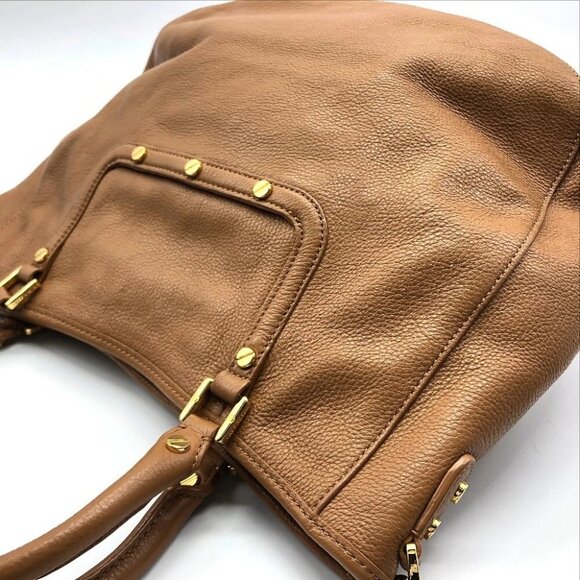 TORY BURCH Amanda Hand Bag Shoulder Bag Tote Bag Leather Camel Brown - Picture 6 of 13